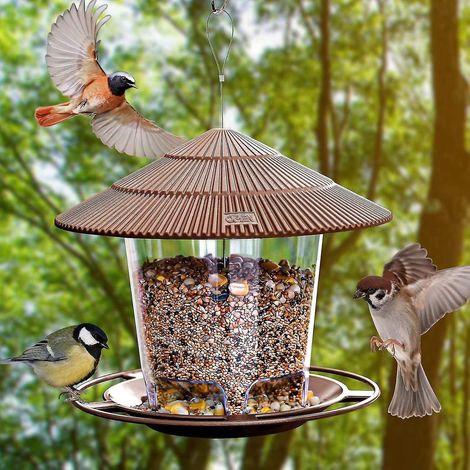 Mangeoire à oiseaux suspendue, nichoir pour oiseaux sauvages, chapeau de soleil, mangeoire résistante aux intempéries pour balcon couvert - B (1/5)
