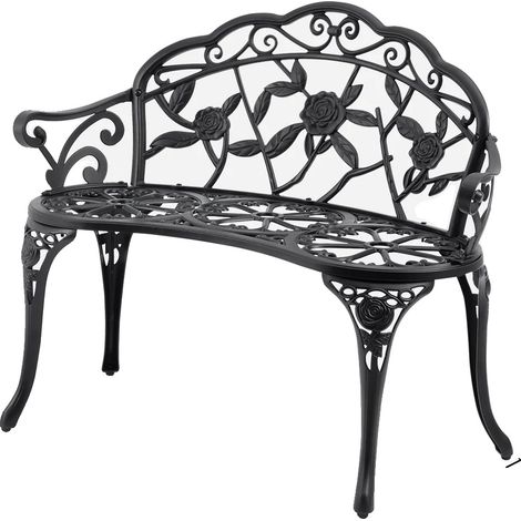Gartenbank, Robuster Metallrahmen, Elegantes Blumenmuster, Metall 40 Zoll (1/2)