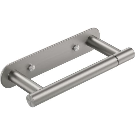 Porte-rouleau de papier toilette avec 2 méthodes de montage - Sans perçage - Support mural pour papier toilette - En acier inoxydable - Pour cuisine et salle de bain (1/5)
