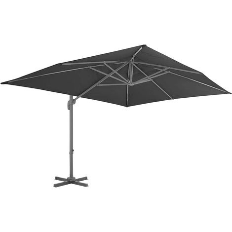 Ombrellone Parasole da giardino a sbalzo con palo in alluminio 400x300 cm antracite (1/5)