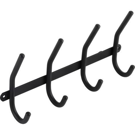 Technik Team Garderobenleiste Gelon Hakenleiste mit 4 Haken, Breite 310mm, Stahl schwarz matt