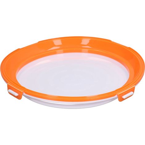 Bac de Conservation Alimentaire Réutilisable et Empilable - Conteneur de Rangement de Cuisine Rond avec Couvercle Étanche Orange (1/5)