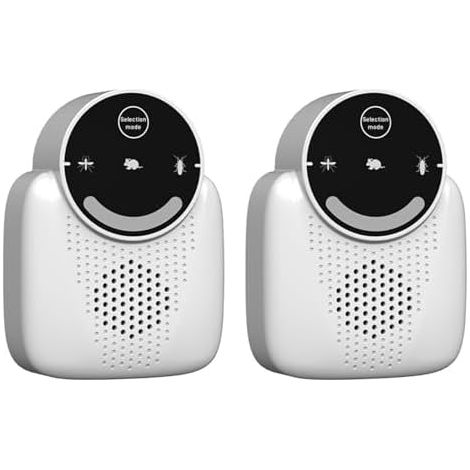 Lot de 2 répulsifs à ultrasons – Smart USB Plug-in Insectifuge avec fréquence réglable, 3 modes, pour la maison, l'entrepôt et le bureau souris, rats, moustiques, cafards (blanc, A) Blanc - (1/5)
