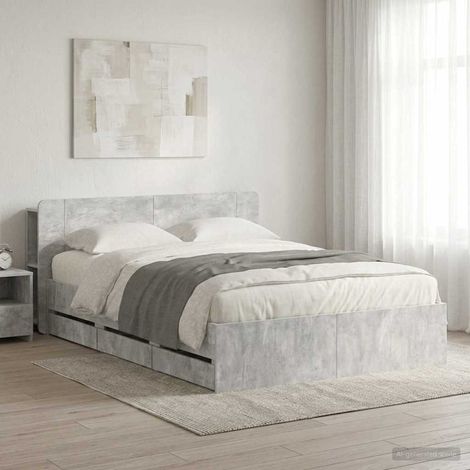 vidaXL Bed Frame with Storage and Headboard Concrete Grey 150 x 200 cm (1/5)
