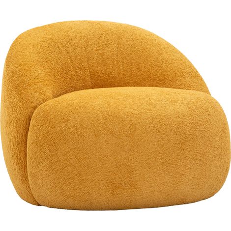 Poltrona Nubra, Poltroncina Rivestimento in Tessuto Bouclè, Braccioli, Materiale Struttura in Tessuto, 80x56x83h cm Arancione Senape