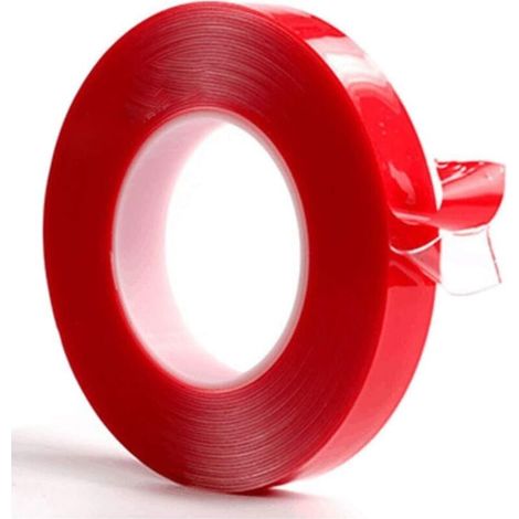 Ruban adhésif double face acrylique super résistant de 10 m 10 mm pour bandes LED 220 V, PET transparent résistant à la chaleur jusqu'à 10 mm (10 m de long, 10 mm de large, 1 mm d'épaisseur). (1/3)