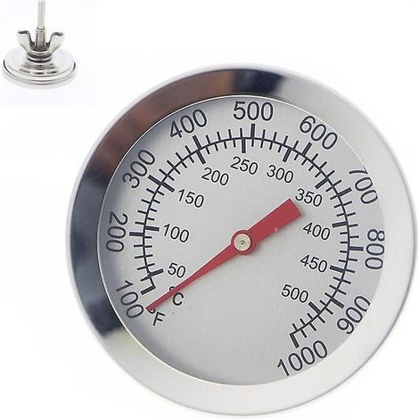 Thermomètre pour fumoir de barbecue - Outil en acier inoxydable avec une plage de température de 100 à 1000 degrés Fahrenheit (1/4)