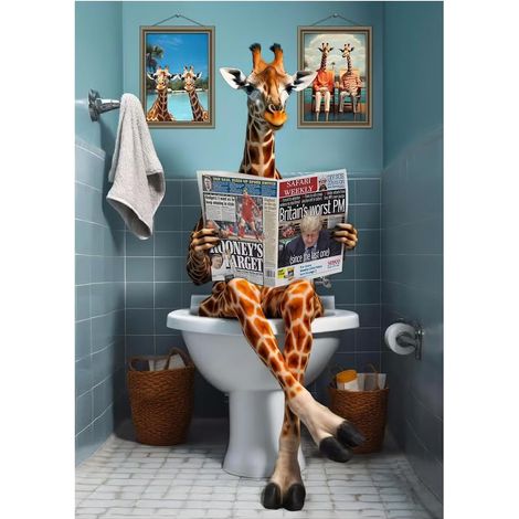Funny Bathroom Wall Decoration Toilet Poster Abstract Poster Bathroom Decoration Pictures for Bathroom Animal Wall Pictures on Toilets Frameless for Bedroom Kitchen Living Room Bathroom Home 20 x 30 c (1/5)