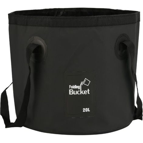 Seau étanche 20L Seau de pêche en plein air Seau pliant Camping Nettoyage Noir (1/5)