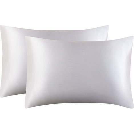 Lot de 2 taies d'oreiller en satin pour cheveux et peau, avec fermeture à enveloppe (taille standard : 50,8 x 66 cm) (1/5)