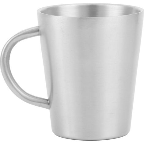 Tasse à café, avec poignée, Tasse à thé en Acier Inoxydable, pour thé et café(304 Double Couche de Couleur Naturelle Mate)