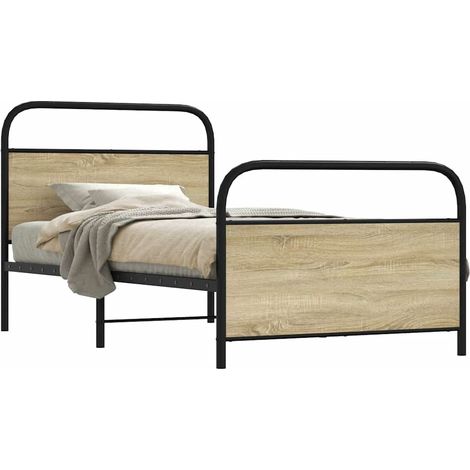 Bettgestell ohne Matratze 100x190 cm Sonoma-Eiche Holzwerkstoff