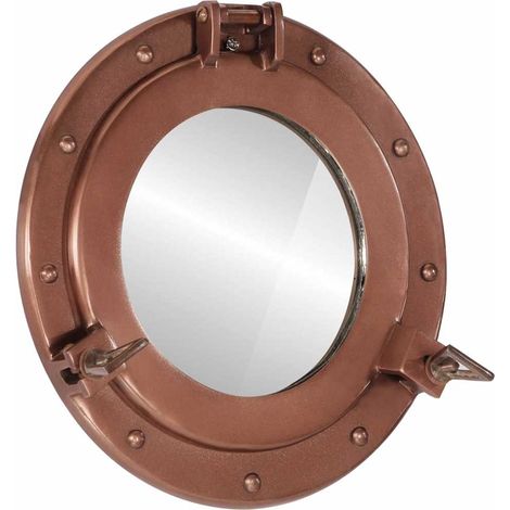 Bullaugen-Spiegel Wandmontage Ø30 cm Aluminium und Glas