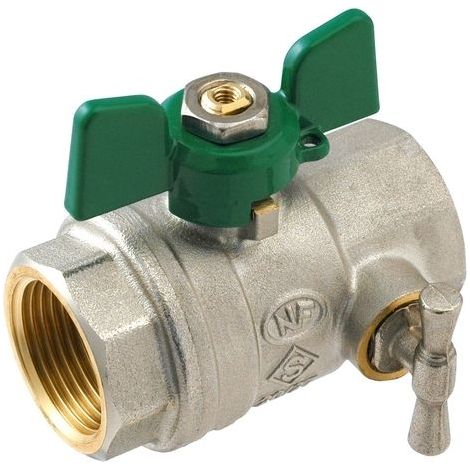 Vanne à sphère NF PN25 Passage Intégral ACS Papillon Vert F/F à purge 3/4" (20/27) SOMATHERM (1/3)