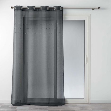 Rideau Voilage à Œillets "Linea" 140x240cm Anthracite (1/4)