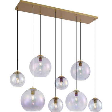 QAZQA Art Deco Pendant Lamp Gold with Rainbow Glass 8-Lights -