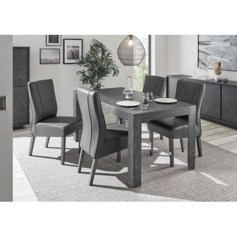 Mesa extensible CARRARA mármol gris antracita 137/185 x 79 x 90 cm