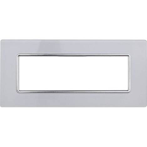 Placca compatibile Bticino Matix 6 moduli vetro colore bianco (1/5)