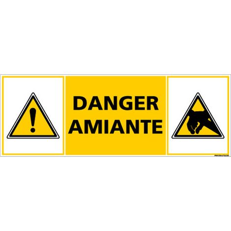 PANNEAU DANGER AMIANTE (C1388) - Adhésif - 210 x 75 mm