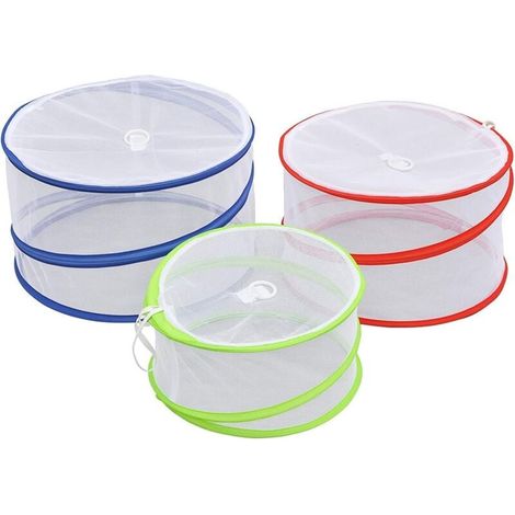 Paquete de 3 fundas plegables de malla para alimentos. Funda reutilizable emergente para cocina, picnic, barbacoa, exterior. Protección para platos y bebidas contra insectos y moscas. (1/5)