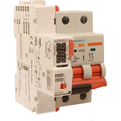 MCB Interruttore Magnetotermico Con Riarmo Automatico, Curva C 2P 3M 10000A AC 400V PB8H, 3 Tentativi (10s/60s/300s), Corrente Disponibili 10A 16A 20A 25A 32A 40A 50A 63A  (C10A)