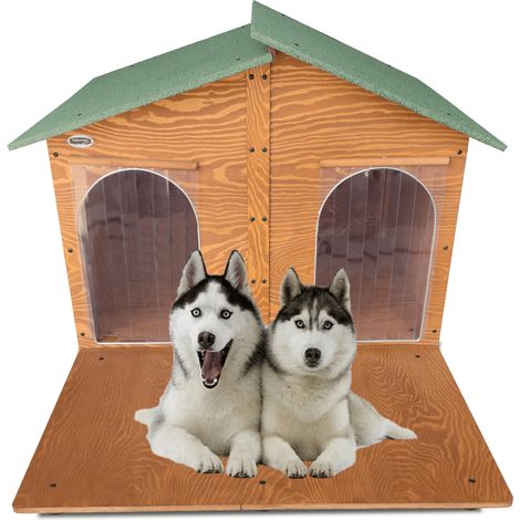 Cuccia In Legno Per Cani da Esterno "Rinforzata" mod. Extra Large con Davanzale MADE IN ITALY C - Mod. 4XL “Gigante” Con Doppio Ingresso E Separé con 2 TENDINE OMAGGIO (1/5)