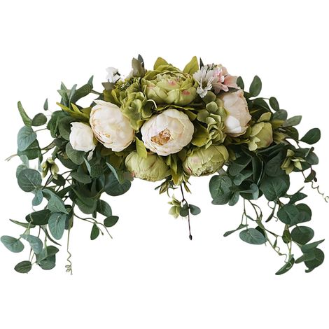 Guirlande de Fleurs Artificielles, Fausses Fleurs Florales Vignes Mur Verdure Guirlande pour Accrocher la Décoration de Porte Mariage Cérémonie Toile de Fond Arc Table (White) (1/5)