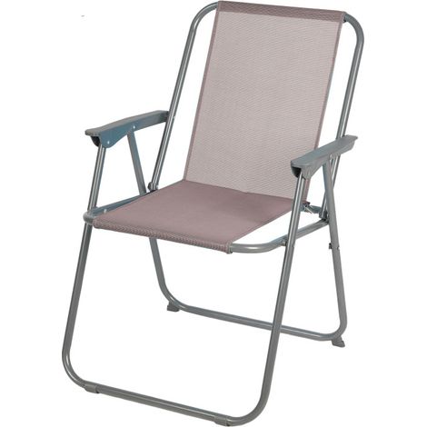 Fauteuil de jardin pliable en métal et textilène taupe 53x55x75cm (1/3)