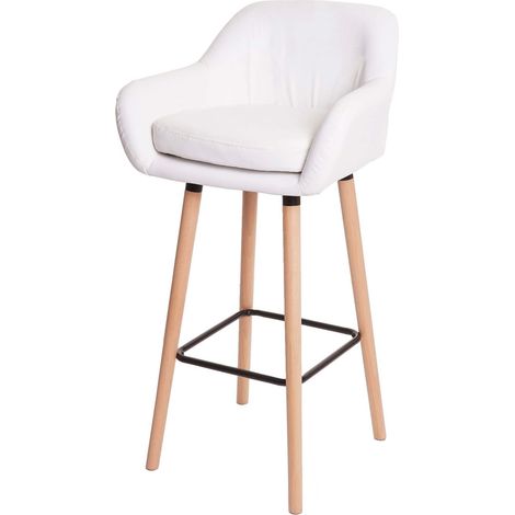 Sgabello da bar con poggiapiedi x1 in PVC bianco 040005296