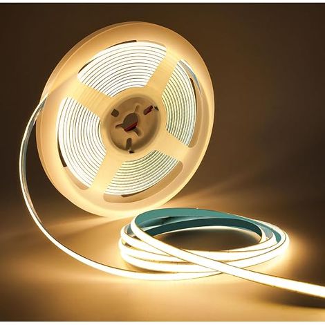 LED Strip 5V 5mm Wide COB Ultra Narrow Warm White 3000K 5m 400LEDs/M Total 2000LEDs Light for Party Counter Shelf Home Decoration (1/5)