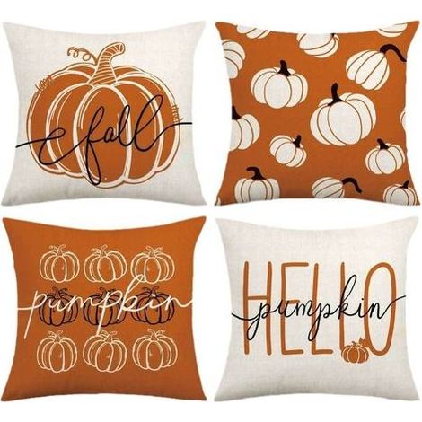 Ensemble de 4 housses de coussin - Halloween - Imprimées - Décoration de lit - (1/5)