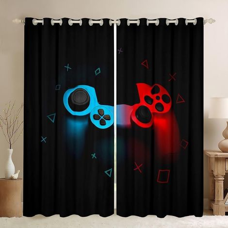 Rideau Occultant Noir Rideaux Consoles de Jeux Rideau Fenetre Thermique Isolant Anti Froid à Oeillets pour Chambre Salon 2 Pièces Ensemble 140x160 cm (L x H) - Taille: 2 x140x160 cm (LxH) (1/5)