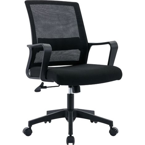 Sedia Operativa da Ufficio 45x51x94/100h cm Ergonomica con Supporto Lombare Nera (1/5)