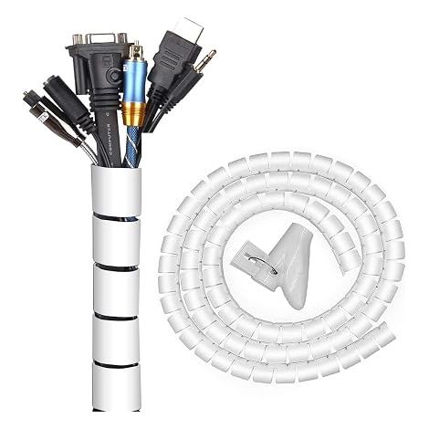 EPROICKS Cable Management System, 22mm3M Spiral Cache Cable Clamp Cables, DIY Flexible Cable Protector for Home Office PC TV Wire Organizer (φ0.87")… (1/5)