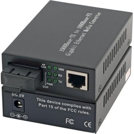 Convertitore di Rete Gigabit EfB-Elektronik EL026V2 RJ45-STP/SC, Multimediale a 1000 Mbit/s, Modalit� Singola, Nero (1/4)