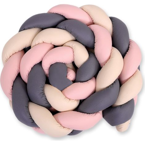 Geflochtenes Bettnestchen XXL - beige-anthrazit-schmutzig rosa (1/5)