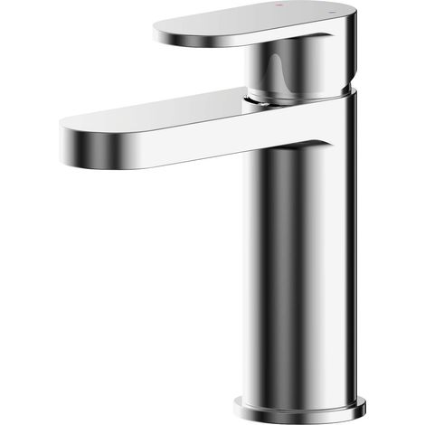 Balterley Enville Modern Round Mono Basin Mixer Tap with Push Button Waste & Flat Spout - Polished Chrome Finish