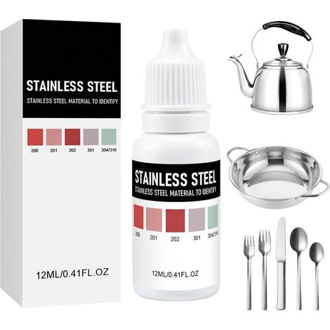Solution de test en acier inoxydable - 12 ml, identification rapide, portab Solution de Test en acier inoxydable-12ml, Portable rapide, réactif d'identification instantanée, indicateur de test chimiq (1/5)