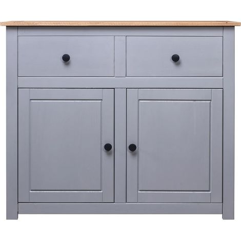 Maison La Vie - Buffet Salon Moderne - Meuble de rangement - Gris 93x40x80 cm Pin solide Assortiment Panama bu4294