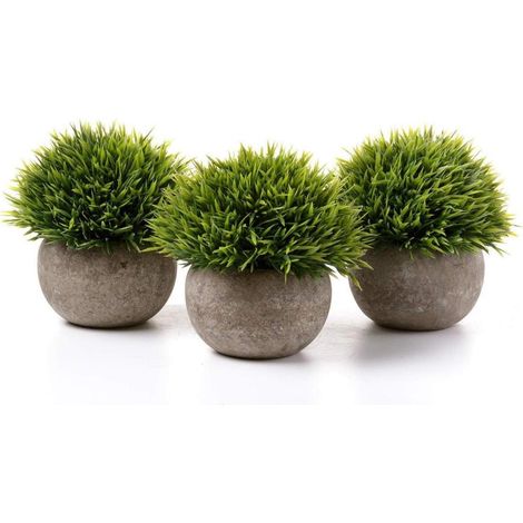 Kunstpflanze Graspflanzen Sukkulenten Grün Topf Gras Grün 3er set (1/5)