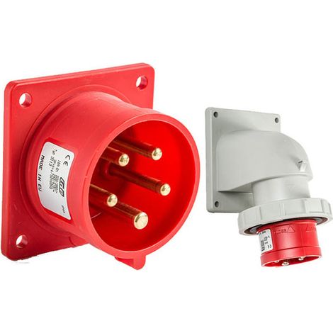 Prise Male Encastrable Tétrapolaire 16a 3p+n+t 380v - 5 Broches - étanche Ip44 - Ide (1/5)