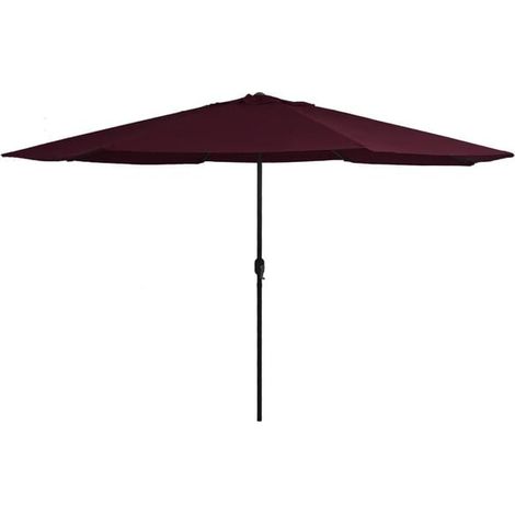 Parasol de jardin, mât en métal, 390 cm, bordeaux (1/5)