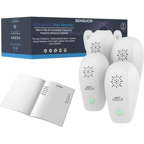 Ultrason Souris et Rats 4 unités, Répulsif Souris à Ultrasons Puissant Portable, Repulsif Moustique Intérieur Prise Anti Rat Rongeur Efficace Contre Insecte Nuisible pour Maison Bureau (1/5)