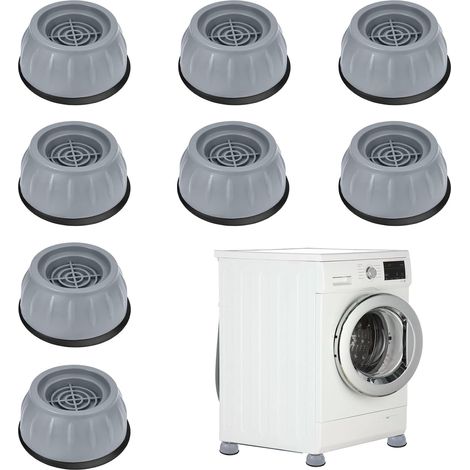 Patins anti-vibrations pour lave-linge et sèche-linge, adaptés à tous les modèles - 8 pièces Patins anti-bruit et anti-vibrations antidérapants pour machines à laver (1/5)