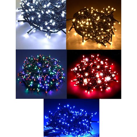 LUCI NATALE PER ALBERO 400 LED DECORAZIONI BIANCO FREDDO CALDO BLU ROSSO MULTICOLOR MINILUCCIOLE ADDOBBI - Rosso - Colore: Rosso