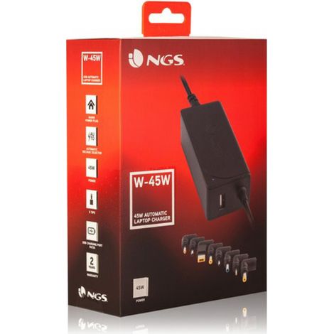 Cargador de Portátil NGS W-45W/ 45W/ Automático/ 8 Conectores/ Voltaje 19-20V (1/2)