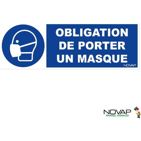Panneau Obligation de porter un masque - Rigide 450x150mm - 4064536