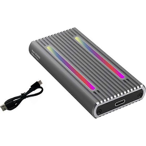 Boîtier de disque dur M.2 RGB coloré, support protocoles NVMe et SATA, boîtier SSD externe rapide avec câblage C A. (1/4)