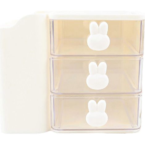 Boîte de rangement de bureau pour stylos et crayons, avec tiroirs, grande capacité, porte-pinceaux de maquillage, blanc. (1/4)
