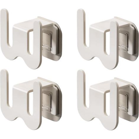 Porta pantofole - Set da 4 pezzi - Montaggio a parete - Scarpiera - Alluminio - Non richiede foratura - Da appendere alla porta o alla parete - 8,64,57,6 cm - Bianco (1/5)